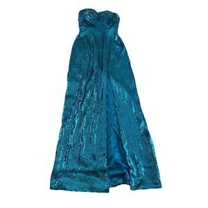 Vintage Mike Bennet Formals Women's Blue Sequin Evening Gown - 8